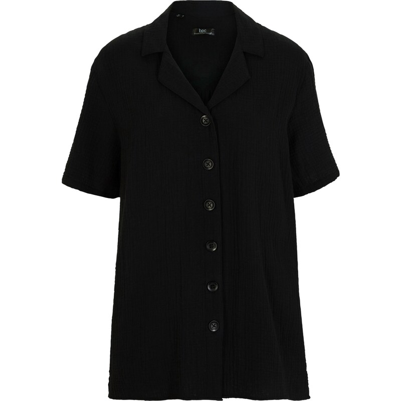 bonprix Košeľová blúza z mušelínu, farba čierna 44845553