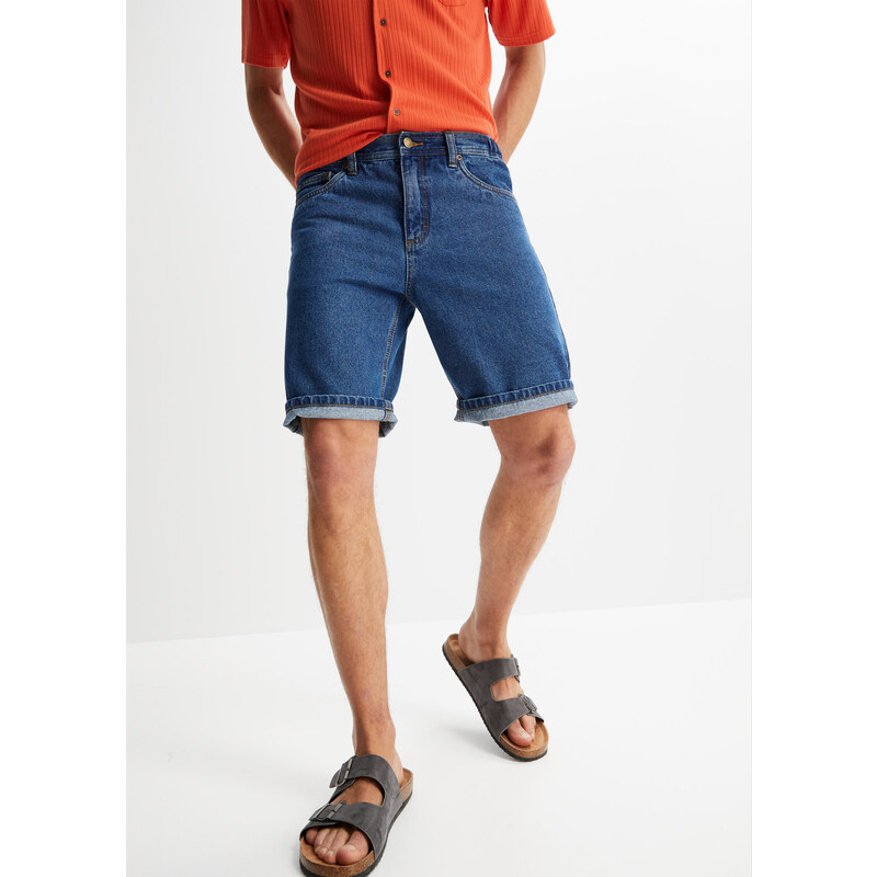 bonprix Džínsové bermudy s komfortným pásom, Clissic Fit, farba modrá 44795923