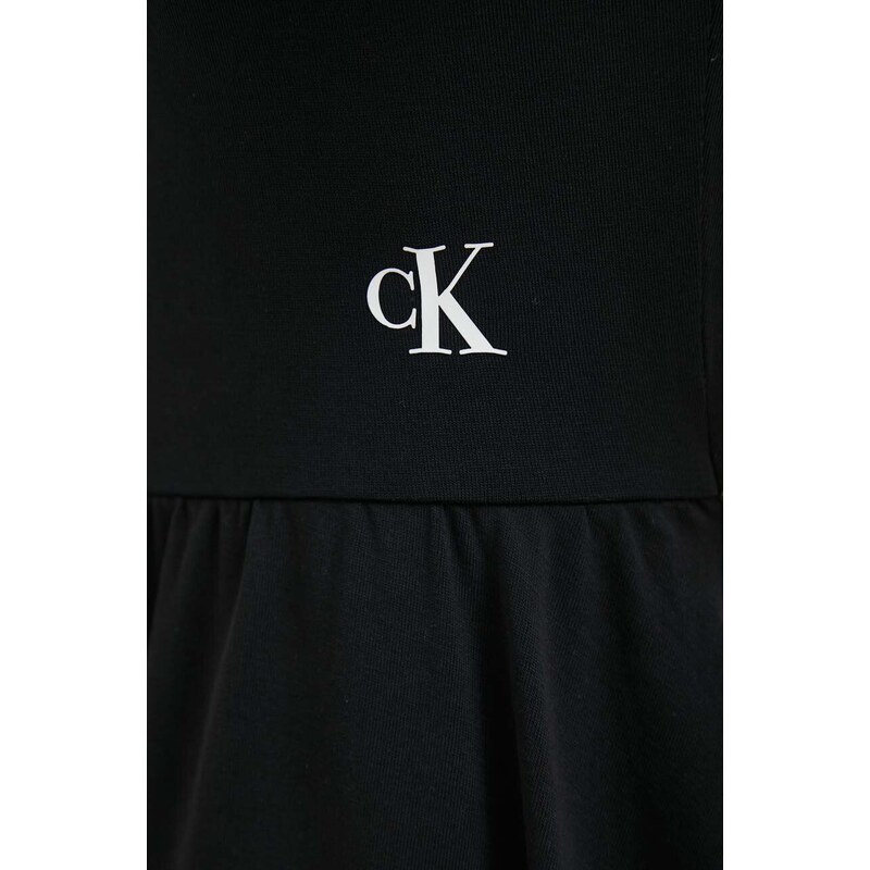 Overal Calvin Klein Jeans čierna farba, s holým chrbtom