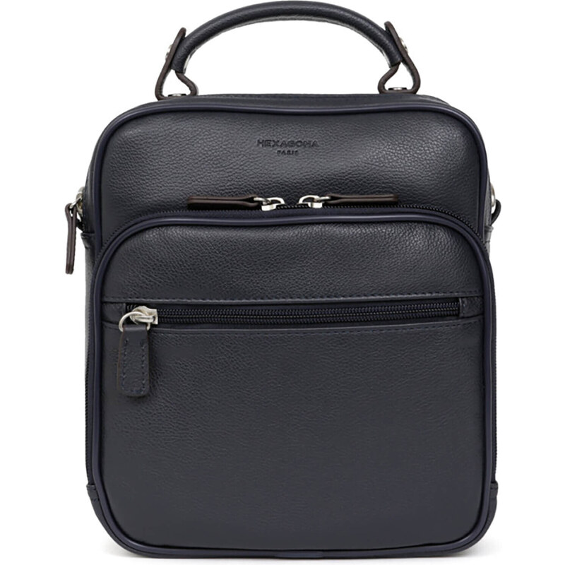Pánska kožená taška cez rameno Hexagona Voode - čierna 42601006