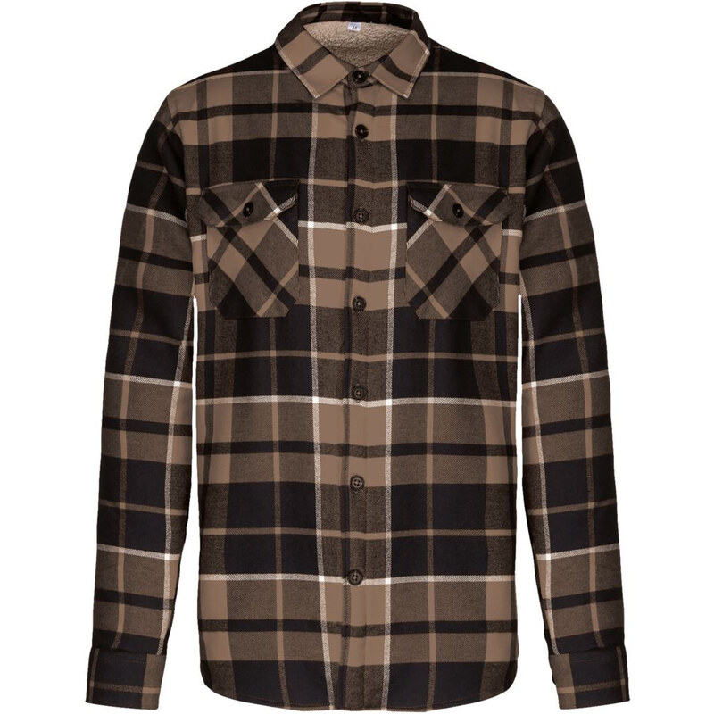 Kariban Čierno červená pánska košeľa flanel s fleece podšívkou 62674859