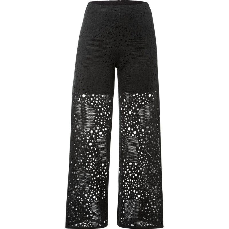 bonprix Pletené nohavice s elastickým pásoom, farba čierna