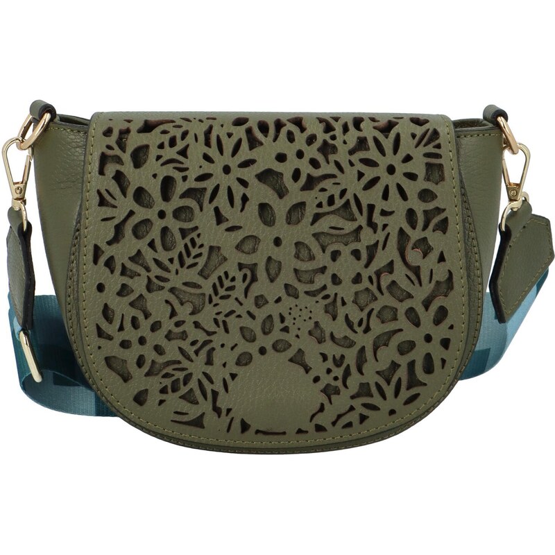 Delami Vera Pelle Dámska kožená crossbody kabelka khaki - ItalY 64377083