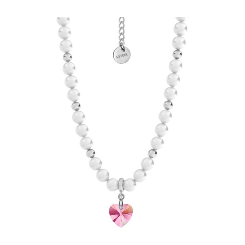 SWAROVSKI Elements Swarovski e. perlový náhrdelník Playful Love, srdce 42695872
