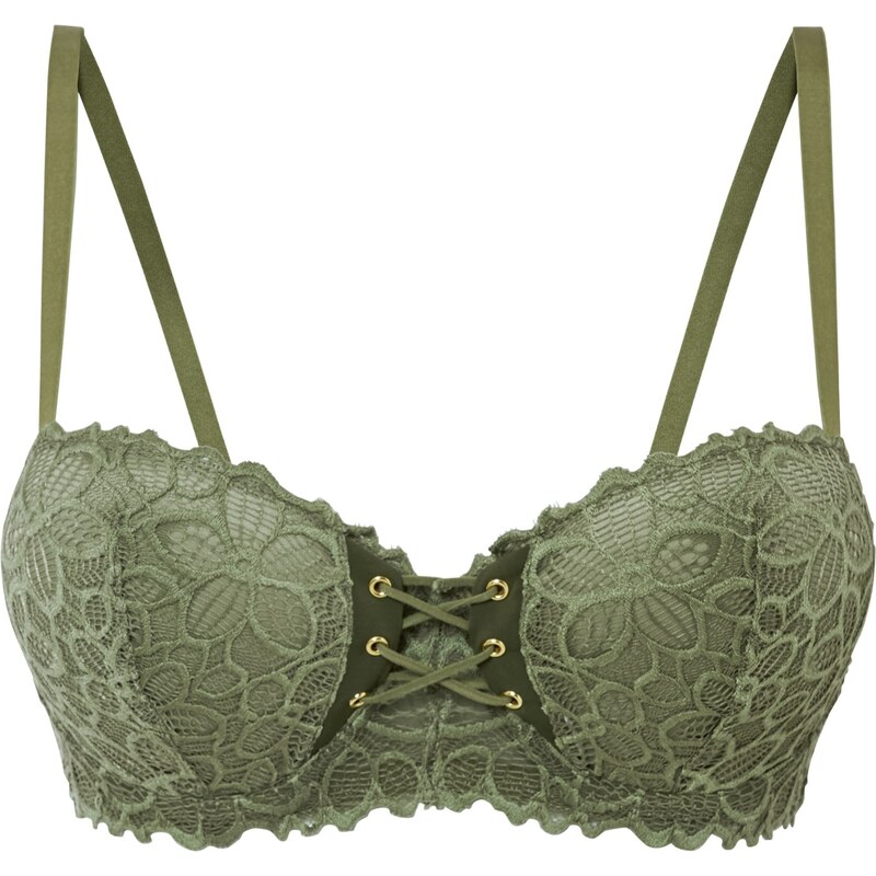 bonprix Bardotka podprsenka z jemnej čipky, farba zelená 67529670