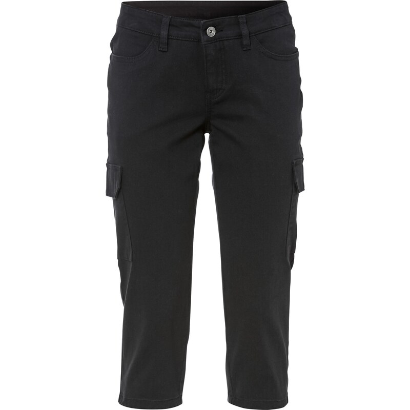 bonprix Capri nohavice z elastického bavlneného mixu, farba čierna 45882220