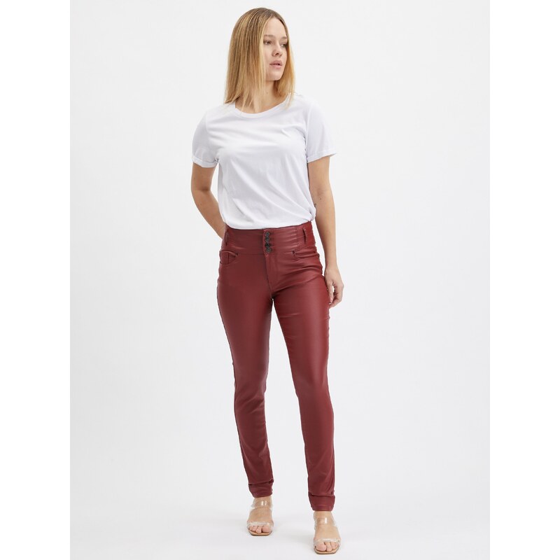 Vínové dámske skinny fit nohavice ORSAY 64774858