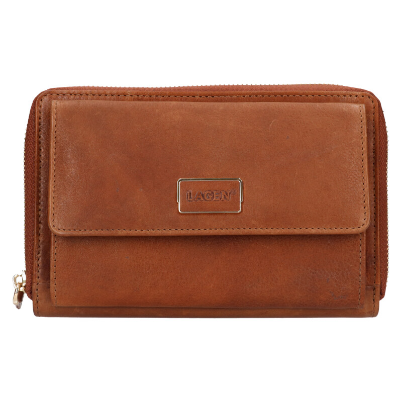 Lagen Dámska kožená peňaženka - kabelka BLC/25425/522 koňak 65626051