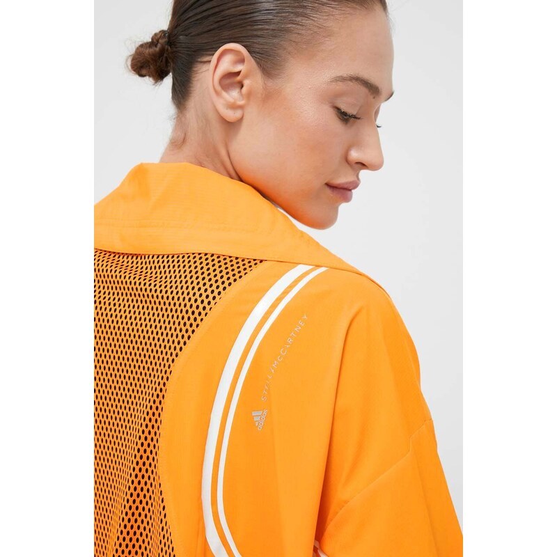Vetrovka adidas by Stella McCartney TruePace oranžová farba, prechodná, oversize