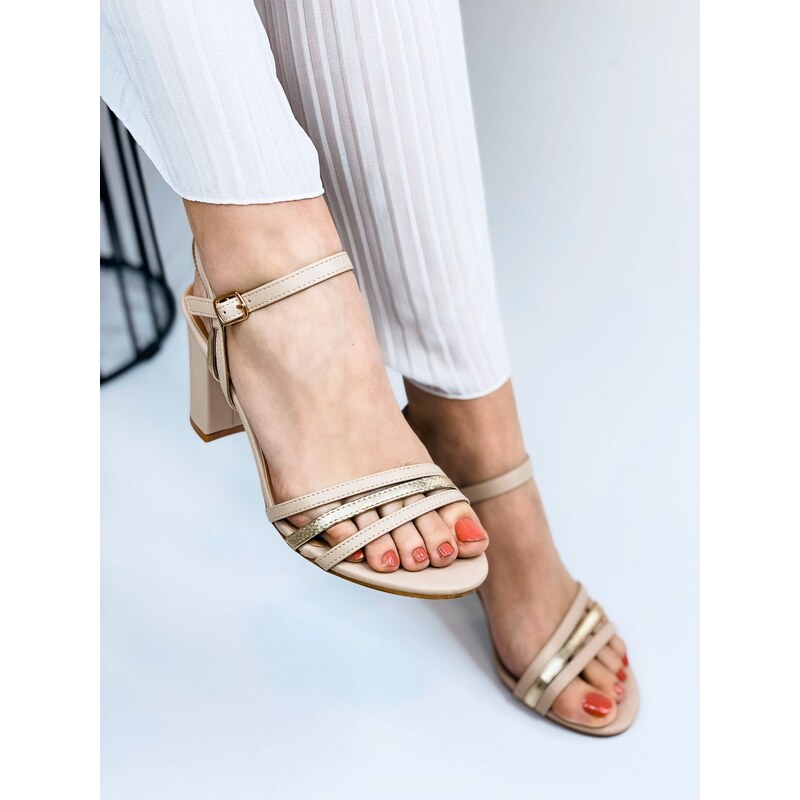 Webmoda Dámske exkluzívne pohodlné sandále s pásikmi - béžové