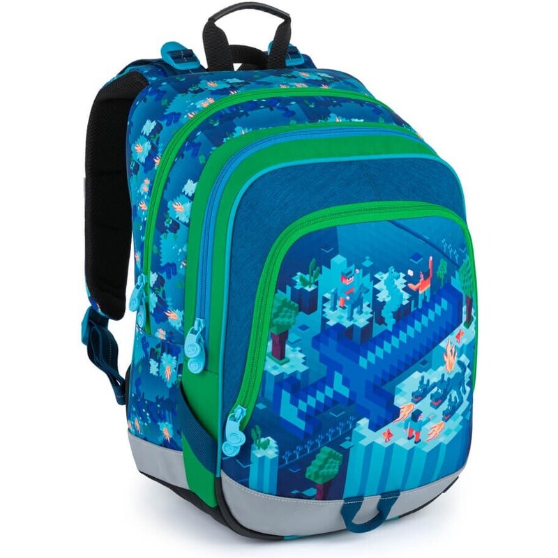 Bagmaster ALFA 21 B školský tříkomorový batoh - kostičky 32078126