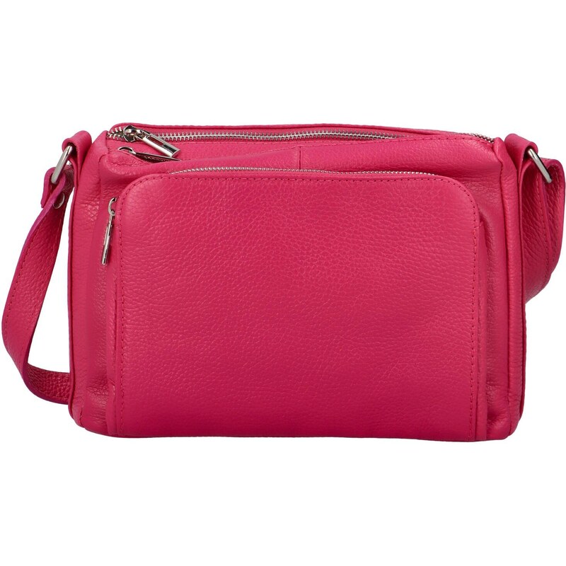 Delami Vera Pelle Dámska kožená crossbody kabelka fuchsiová - ItalY 43037898