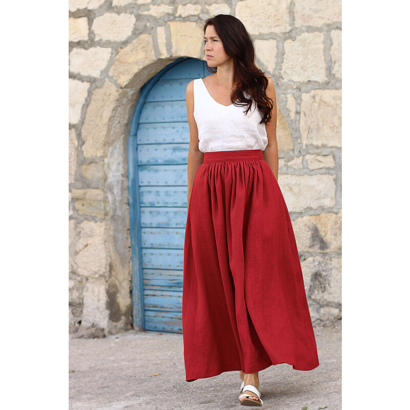 Autorská česká maxi sukňa Lotika 100% lan Premium quality 42744614