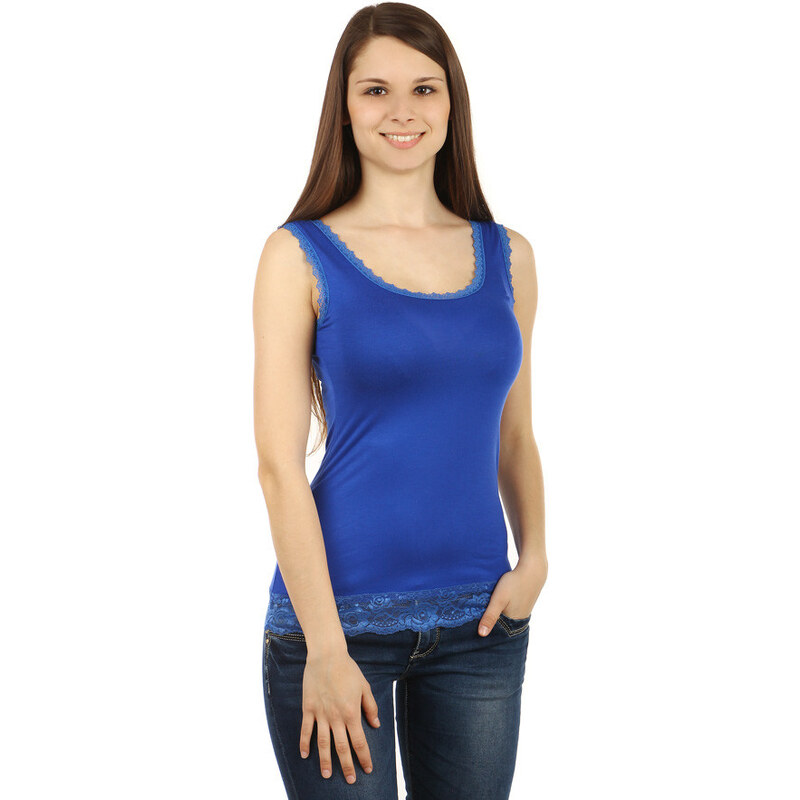 Glara Jednofarebné tielko s čipkou 36987080