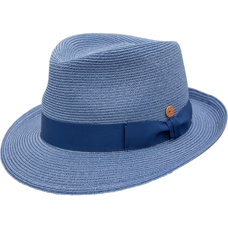 Modrý crushable (nekrčivý) letný klobúk Trilby - Mayser Maleo, UV faktor 80