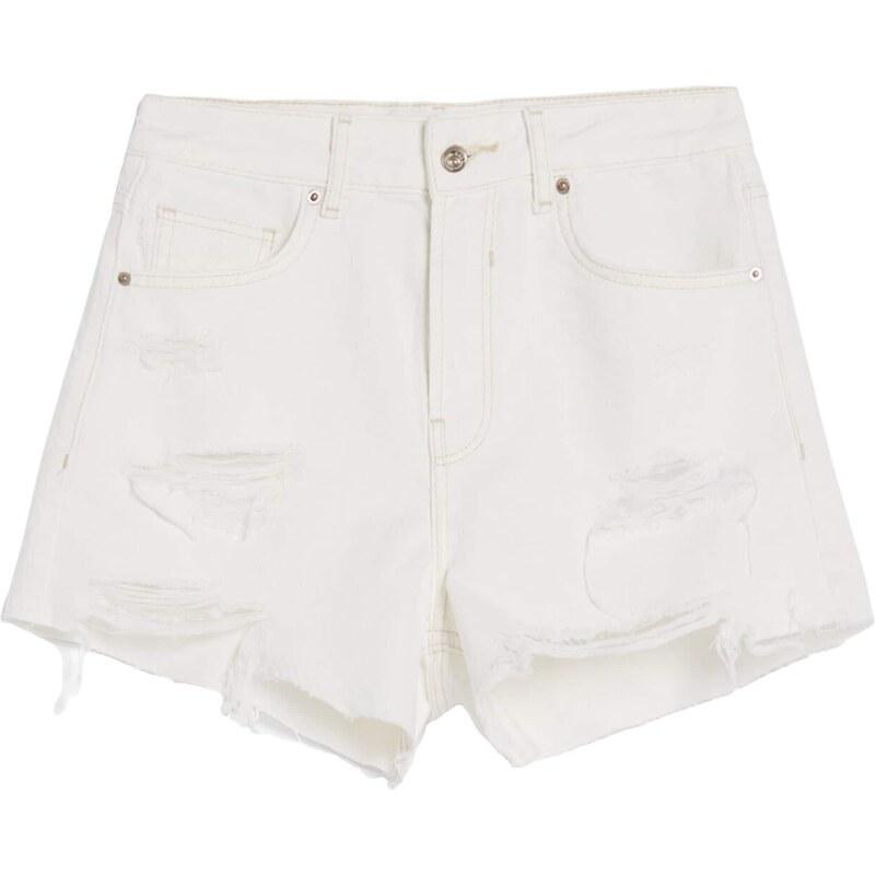 Bershka Džínsy biela 54250096