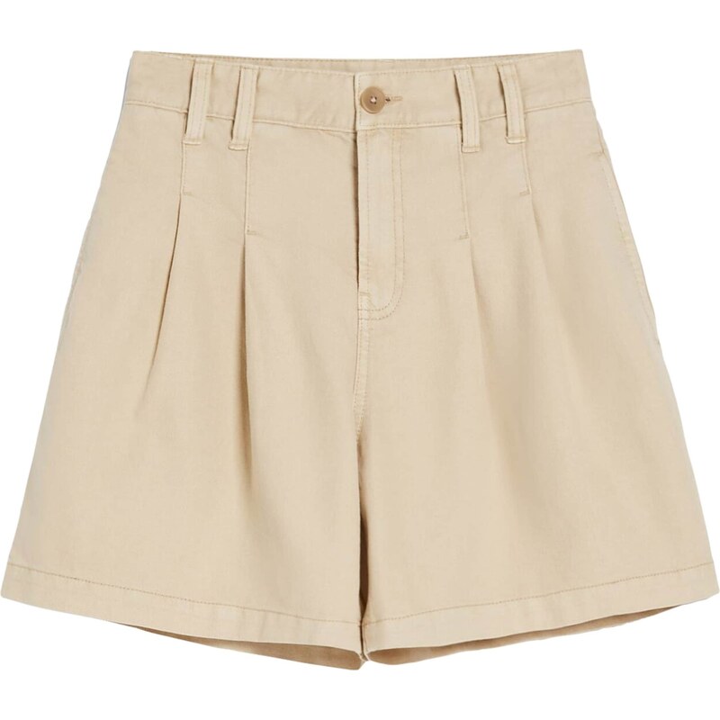 Bershka Plisované rifle svetlobéžová 42775732