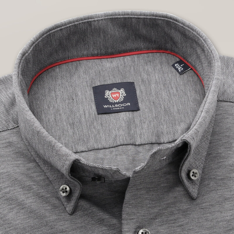 Willsoor Pánska slim fit košeľa sivej farby s hladkým vzorom 15066