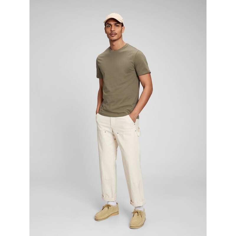 Basic tričká pre mužov GAP - kaki 66685735