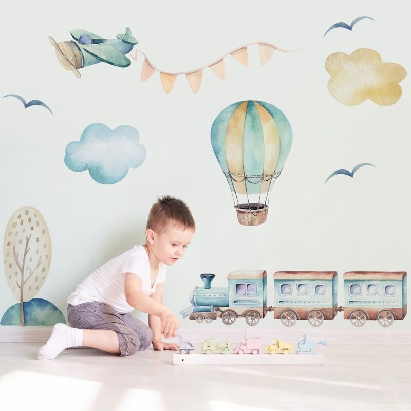 Gario Detská nálepka na stenu Boys world - lietadlo, balón a vlak