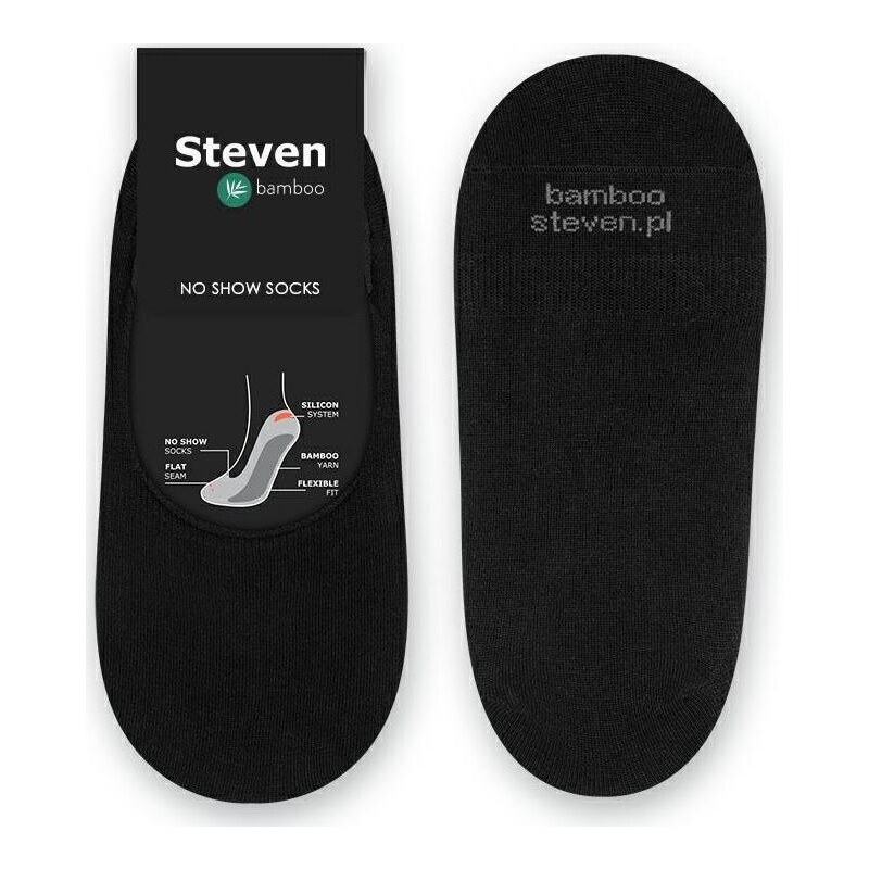 STEVEN Čierne pánske nízke ponožky Art.036 BA012, BLACK 42822791