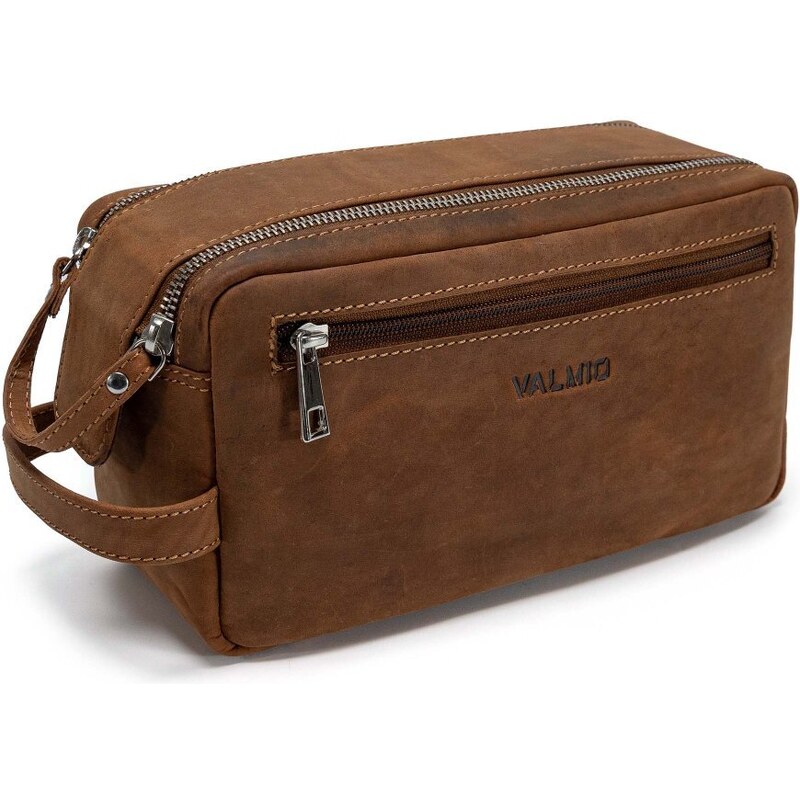 Hnedá kožená kozmetická taška Valmio Trip-1053