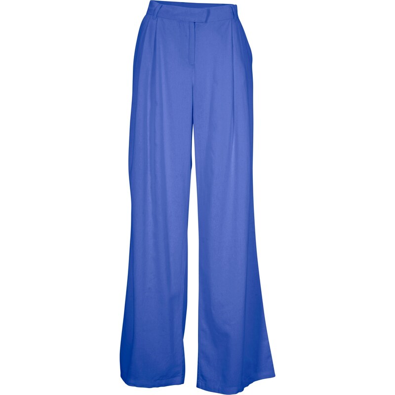 bonprix Nohavice palazzo z ľahkého mixu plátna a viskózy, farba modrá 44817864