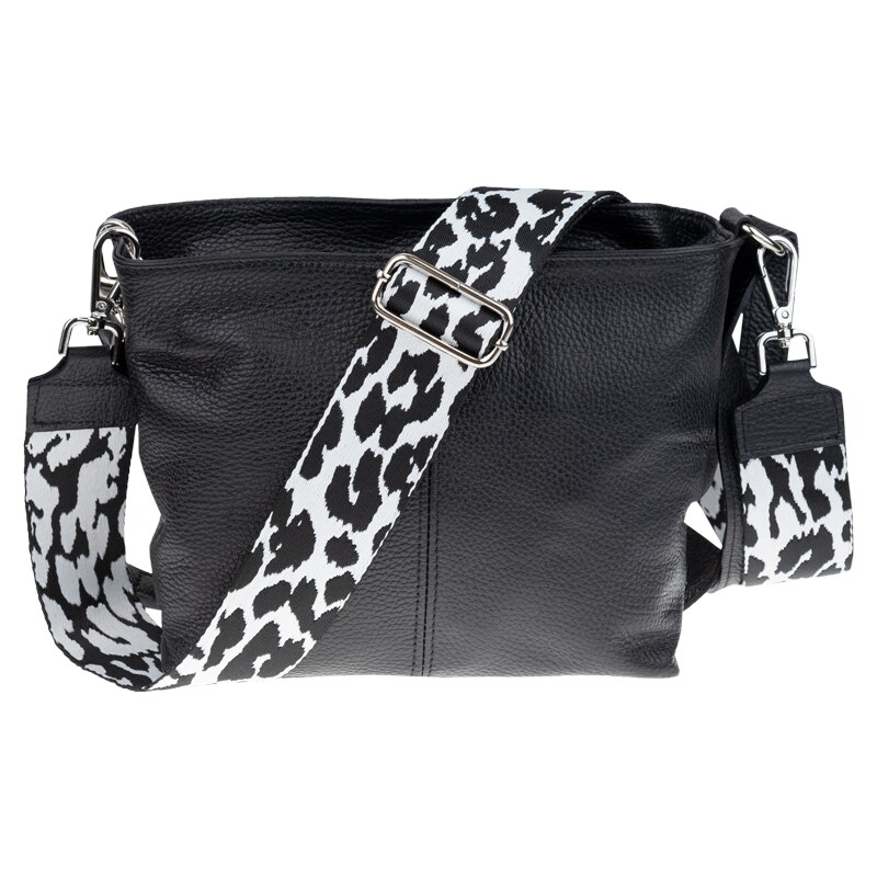 Čierna kožená talianska crossbody kabelka Batilda Nera s prídavným 42870176