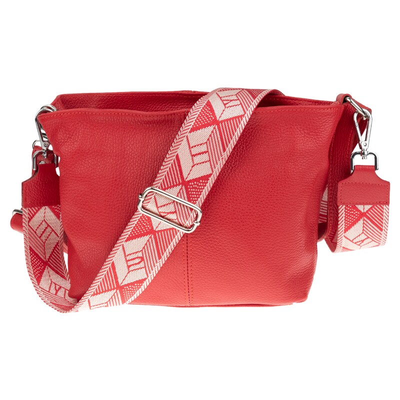 Červená kožená talianska crossbody kabelka Batilda Rosso s prídavným 42870179