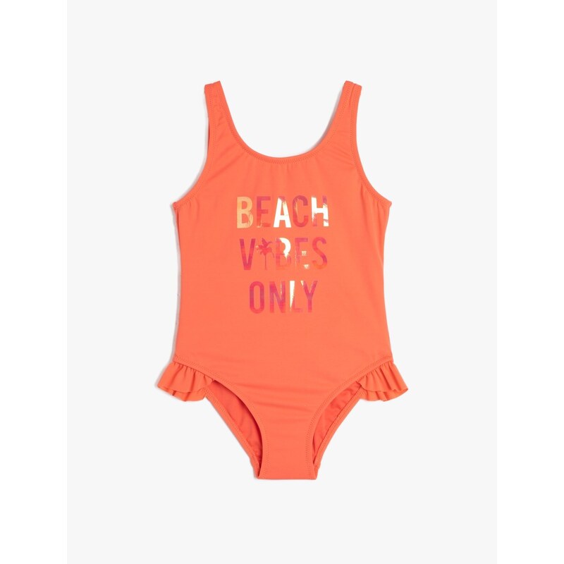 Koton plavky s ramienkami, s volánikovým detailom a potlačou 50608043