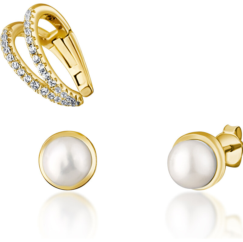 JwL Luxury Pearls Moderný set pozlátených náušníc (1x záušnice, 2x 67354162