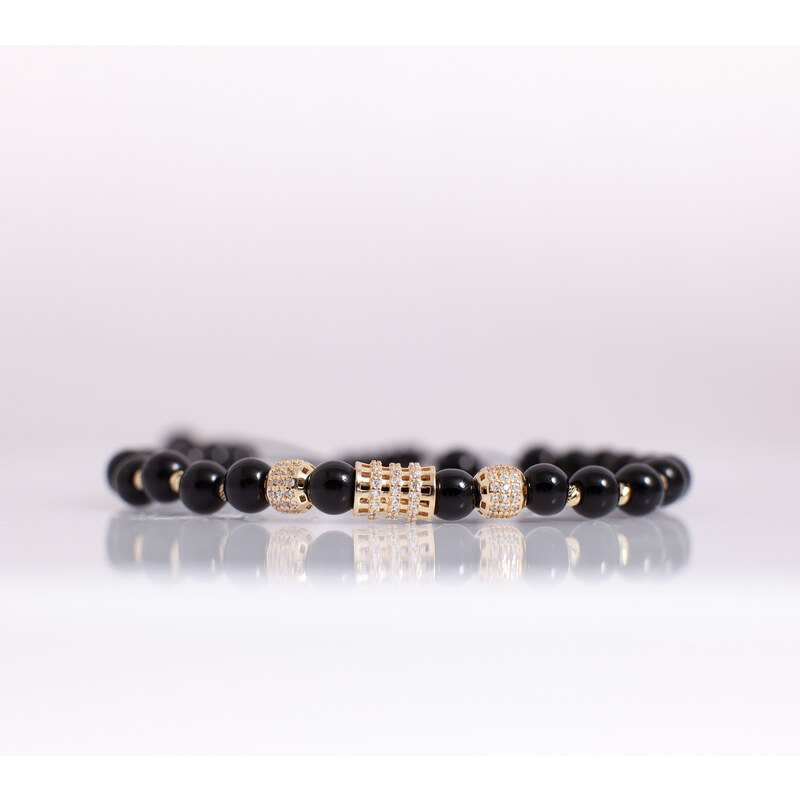 Lillian Vassago Zlatý pánsky náramok s ónyxmi LLV07-GB024 42900924