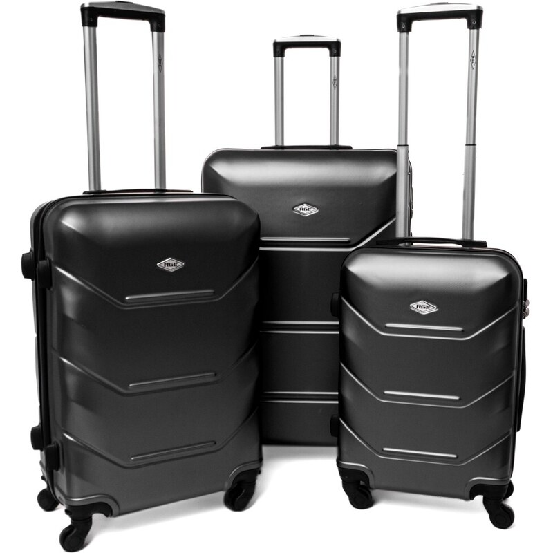 Rogal Čierna sada 3 luxusných ľahkých plastových kufrov "Luxury" - veľ. M, L, XL