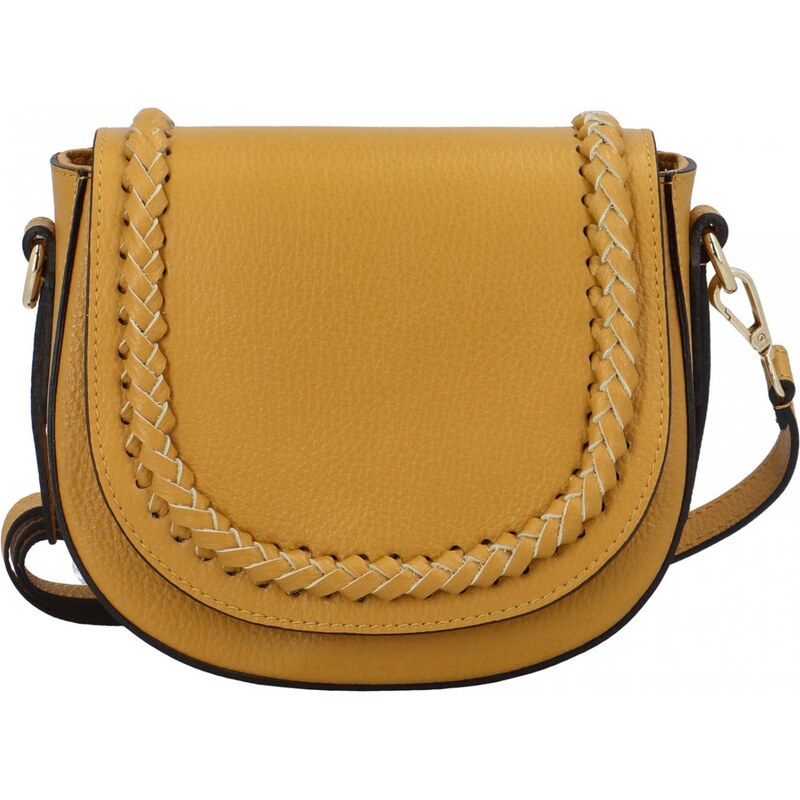 Delami Vera Pelle Dámska kožená crossbody kabelky tmavo žltá - Delami 43248327
