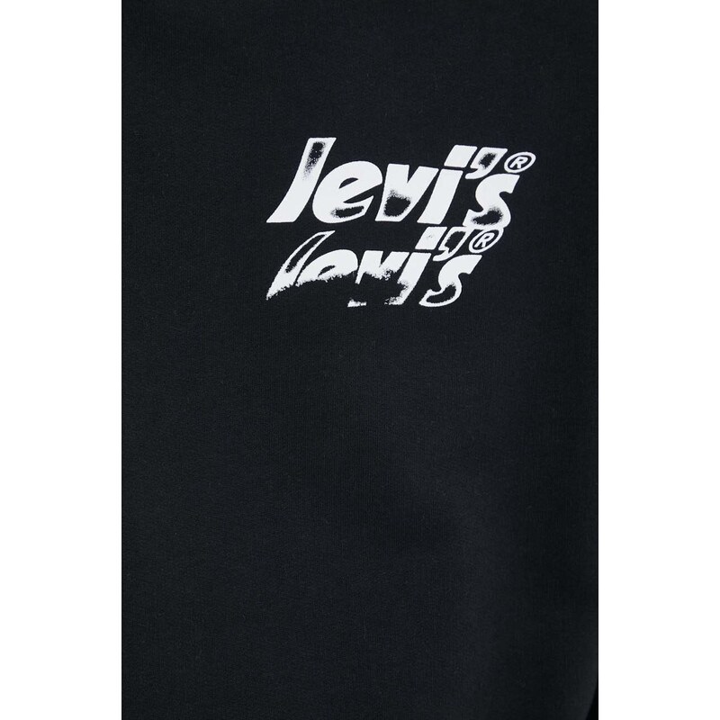 Bavlnená mikina Levi's pánska, čierna farba, s potlačou