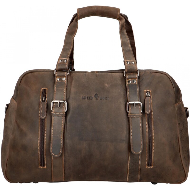 Green Wood Luxusná cestovná kožená taška Greenwood travel Sam, tmavo 66562771