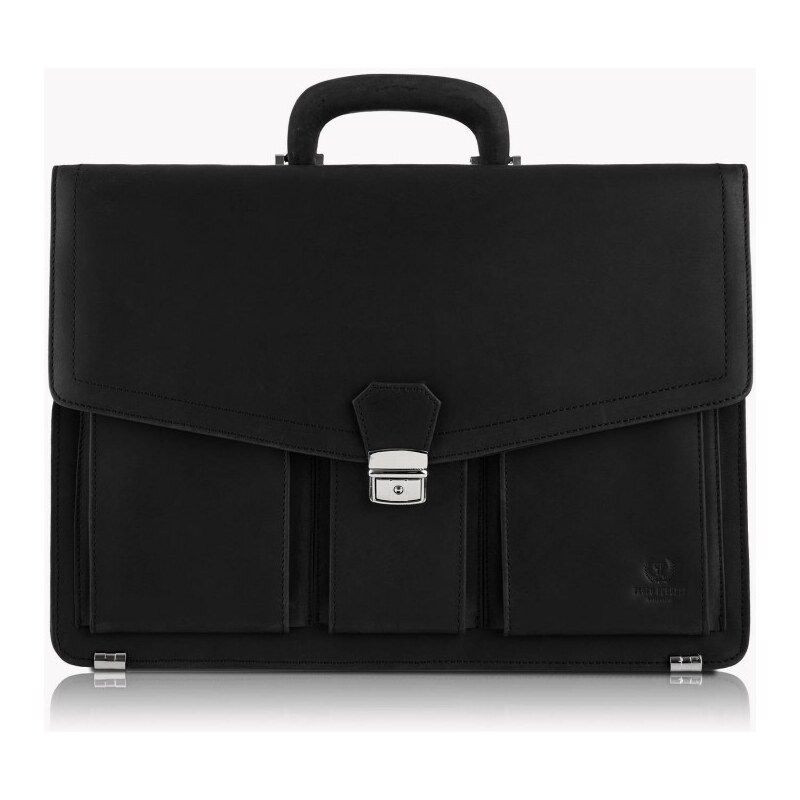 PAOLO PERUZZI Pánska kožená - vintage aktovka | čierna T-80-HBL 42927736