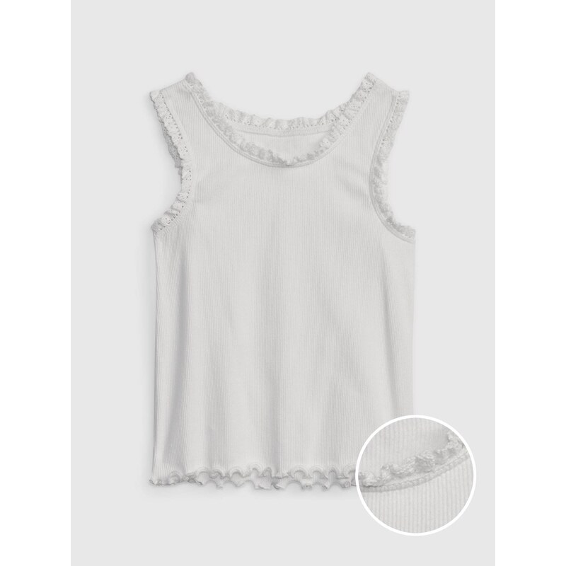 Biele dievčenské tielko s krajkovým detailom GAP 50582418