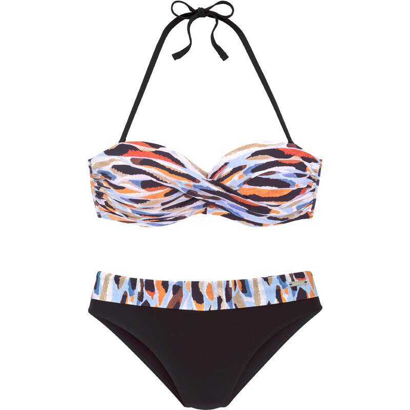 LASCANA Bikiny dymovo modrá / gaštanová / oranžová / čierna 54249670