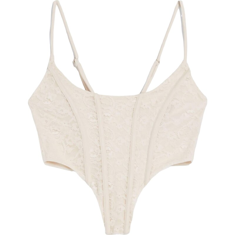 Bershka Top svetlobéžová 57607383