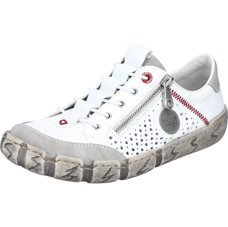 Rieker Športové šnurovacie topánky sivá / červená / biela 67651960