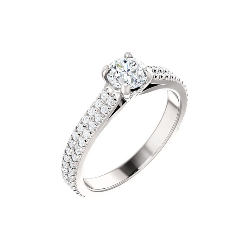 Briliantový prsteň, biele zlato 22157B