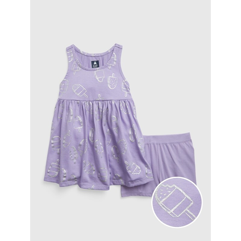 Sada dievčenských vzorovaných šiat a šortiek vo fialovej farbe GAP 50582359