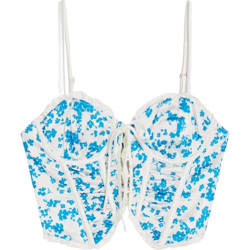 Bershka Top modrá / biela 63144174