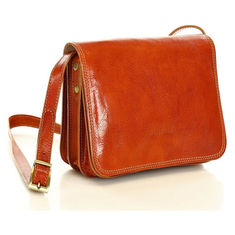 Vera pelle MARCO MAZZINI Klasická kožená crossbody kabelka | camel 31264627