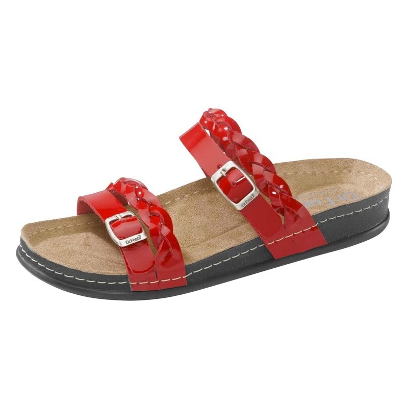 E-shop Lakované kožené šľapky Dr. Feet, červená