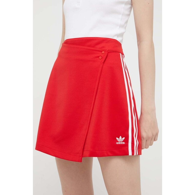 Sukňa adidas Originals IC5477-red, červená farba, mini, rovný strih