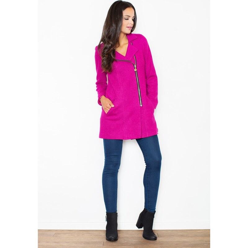 FIGL Fuchsiový kabát s krátkym zipsom M405 Fuchsia 42822749