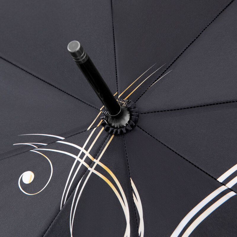 Doppler Fiber Flex AC Golden Flower - dámsky holový vystreľovací dáždnik čierna