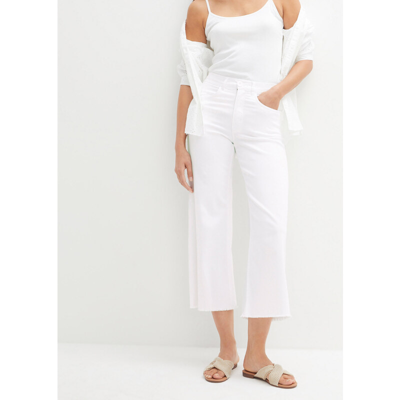 bonprix 7/8 džínsy Wide Fit, farba biela 44845623
